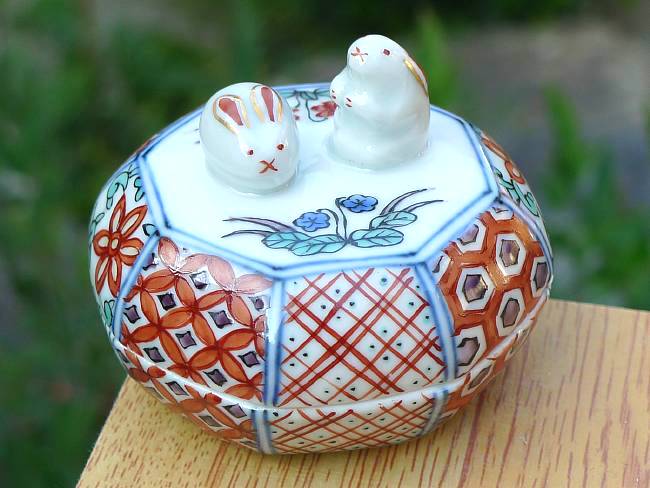 専用 極上 ウサギ 芯彫香合 h4.5cm 東K8-0119☆2F トトエサ 専用 極上