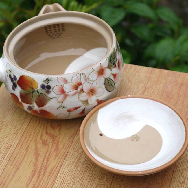 白掛彩草花急須 陶あん - 京焼清水焼 松韻堂