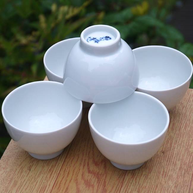 白磁煎茶碗揃え 縁ぞり無し 昭阿弥 - 京焼清水焼 松韻堂
