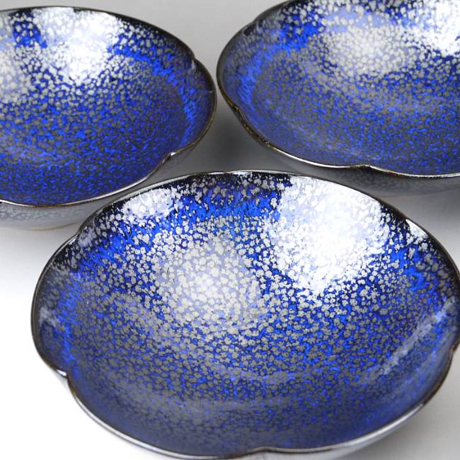 油滴天目輪花鉢揃え 鎌田幸二 - 京焼清水焼 松韻堂