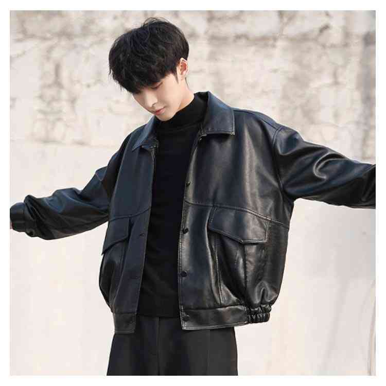楽天市場】メンズ S-3XLサイズ襟付きレザージャケット 春 アウター