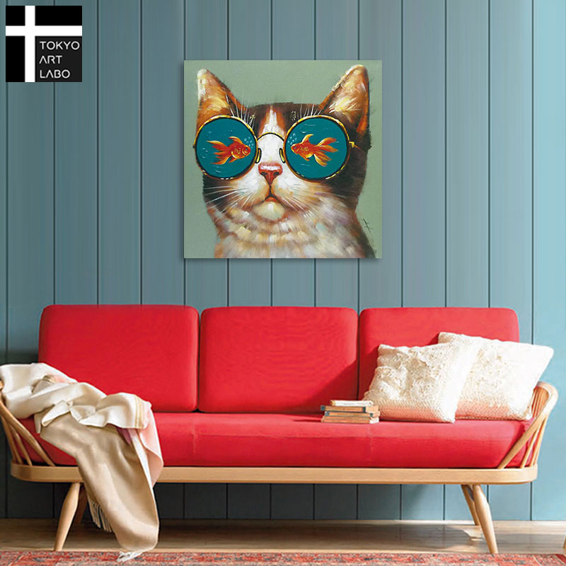 絵画 。壁掛け絵手描き【猫たちは銀河にかわいい星を入れている