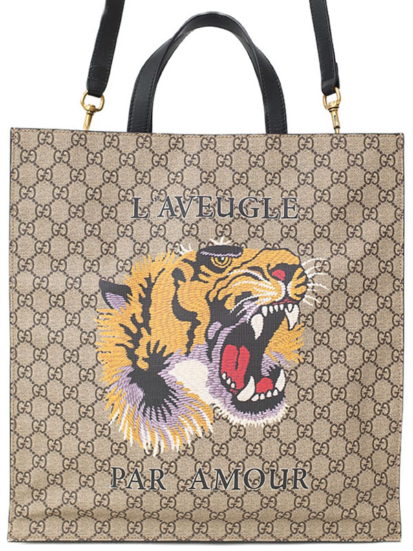 GUCCI】グッチ『タイガープリント ソフトGGスプリーム トートバッグ