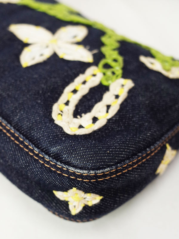 FENDI】【花柄】【刺繍】フェンディ『フラワーデニム バケットバッグ