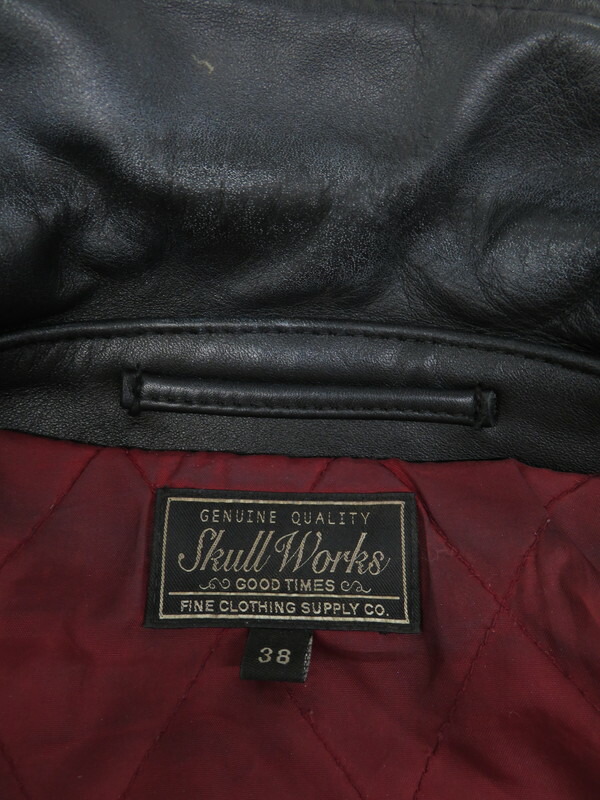 SKULLWORKS】【スカル刺繍】スカルワークス『レザーライダース