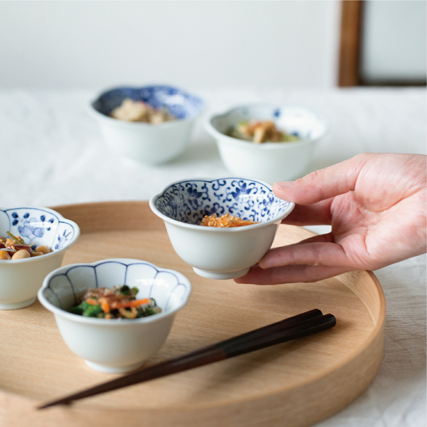 楽天市場】【スーパーセール期間10%OFF】波佐見焼 藍紋様 花型小付揃 5