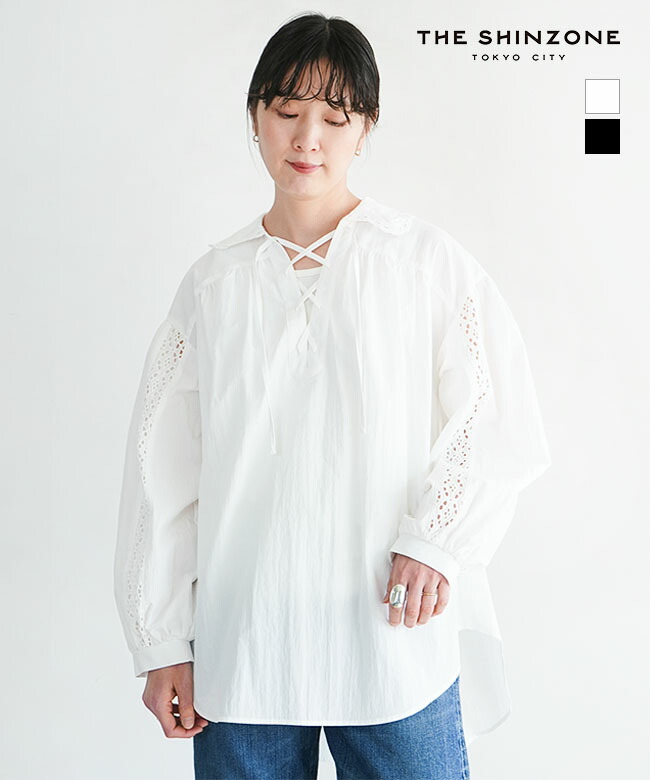 26SMSBL02]THE SHINZONE(ザ シンゾーン) LACE-UP BLOUSE レースアップ