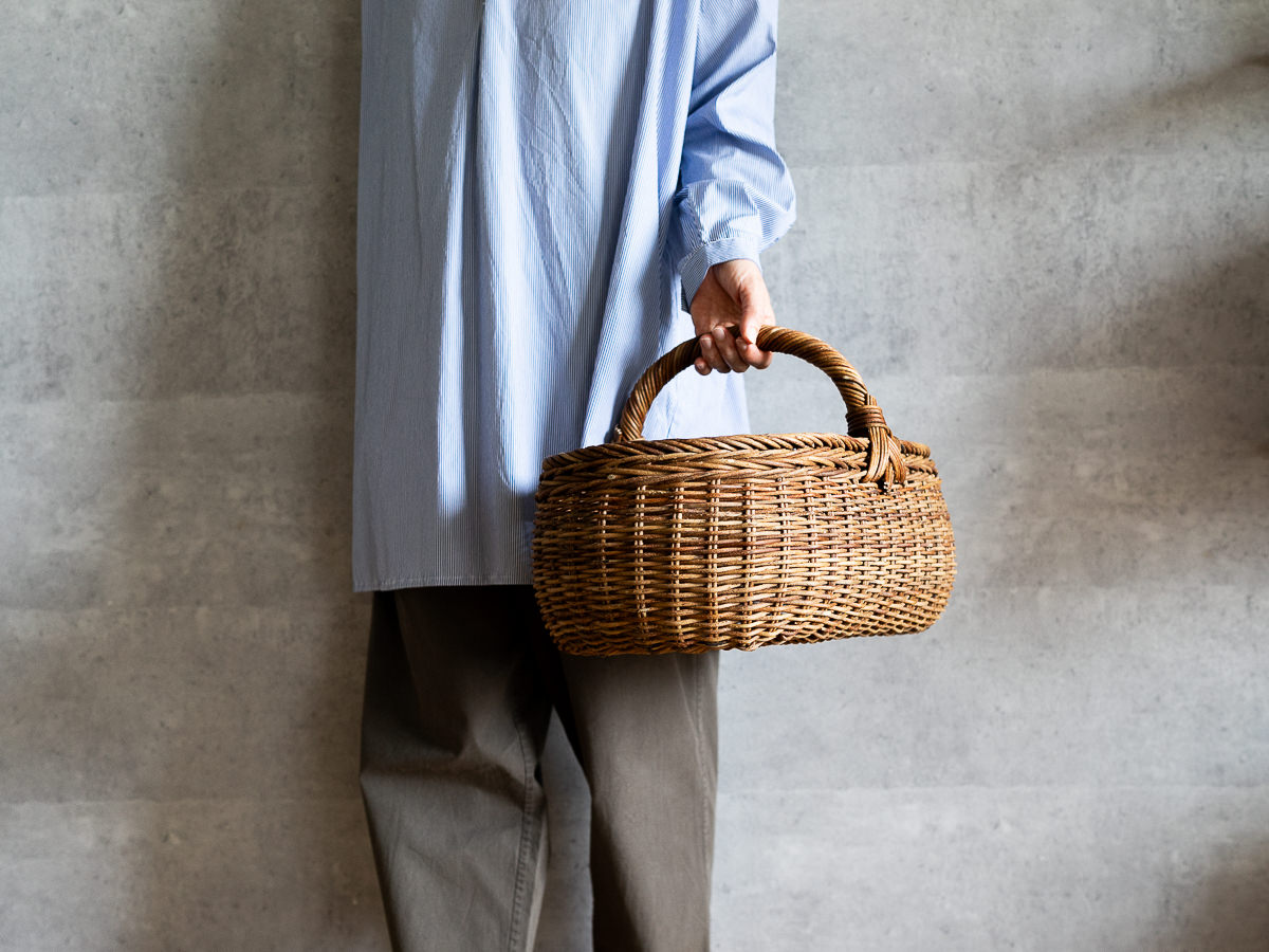 楽天市場】パンバスケット 収納かご あけび蔓 持ち手付き 楕円型 天然