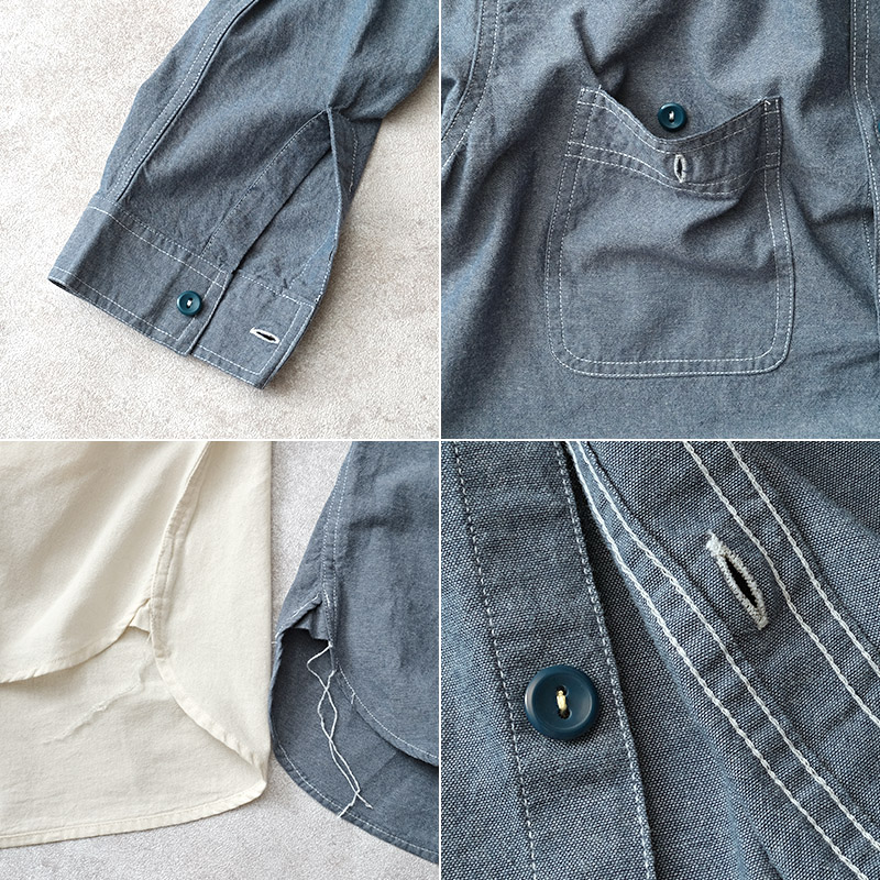 楽天市場】米軍タイプ シャンブレーシャツ 無地 長袖 JS227YN