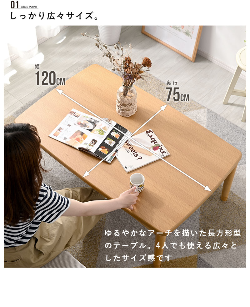 こたつセット リバーシブルデザイン 幅120cm こたつテーブル+こたつ