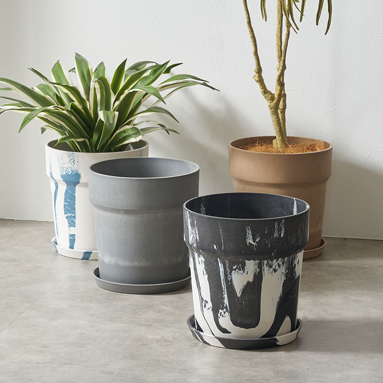 楽天市場】植木鉢 マーブル模様 ストーン調 大理石風 8号鉢 受皿 底穴