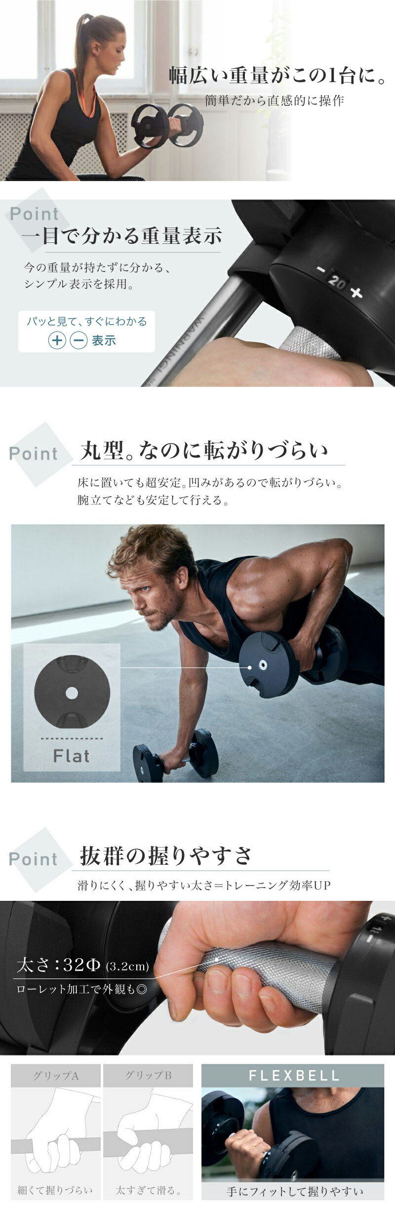 楽天市場】【NEW】可変式ダンベル フレックスベル 20kg 1個/2個セット