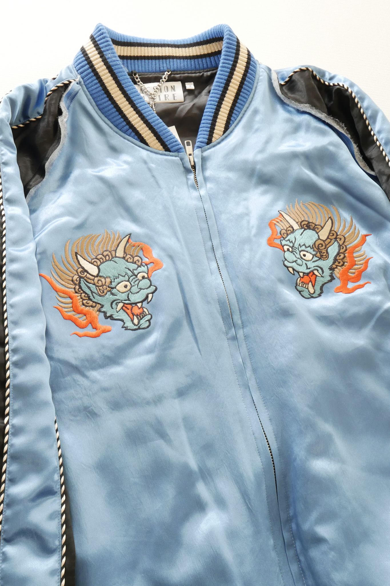el conductorH - DEMON 刺繍 スーベニア ジャケット スカジャン ブルー