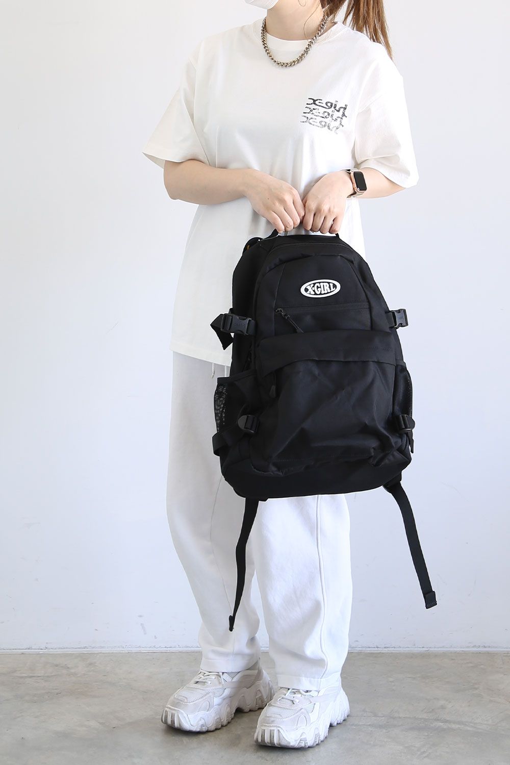 X-girl - 【人気リピート商品】 OVAL LOGO BACKPACK / ブラック | Tempt