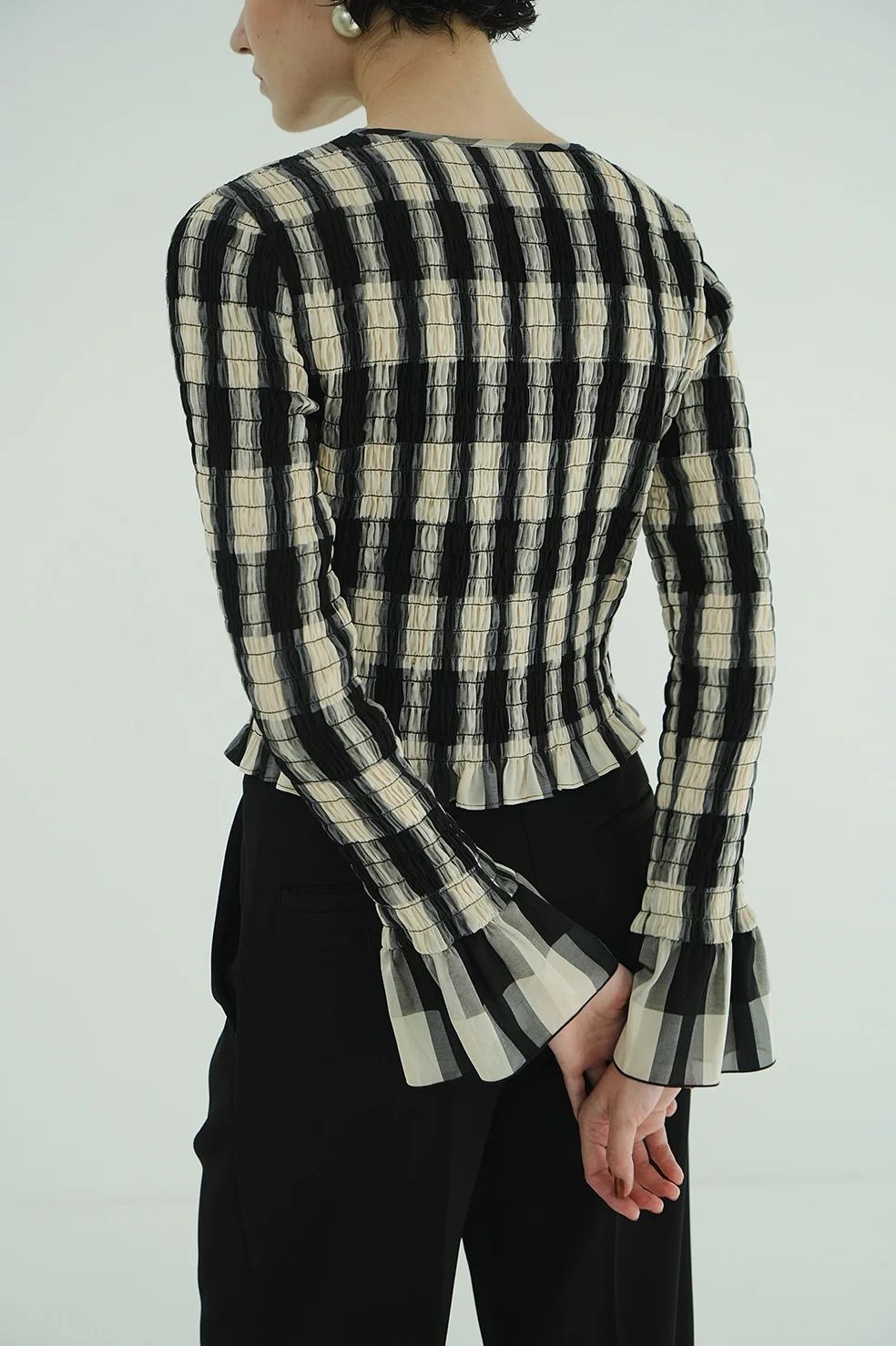 CLANE - シャーリング デザイン ブラウス - SHIRRING DESIGN BLOUSE