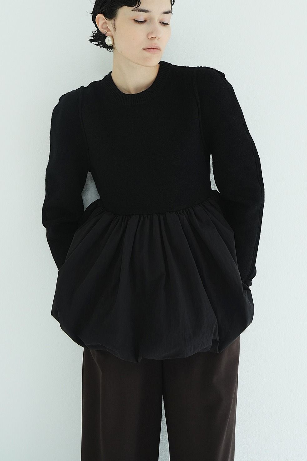 CLANE - ドッキングニットトップス | DOCKING POWERSHOULDER KNIT TOPS