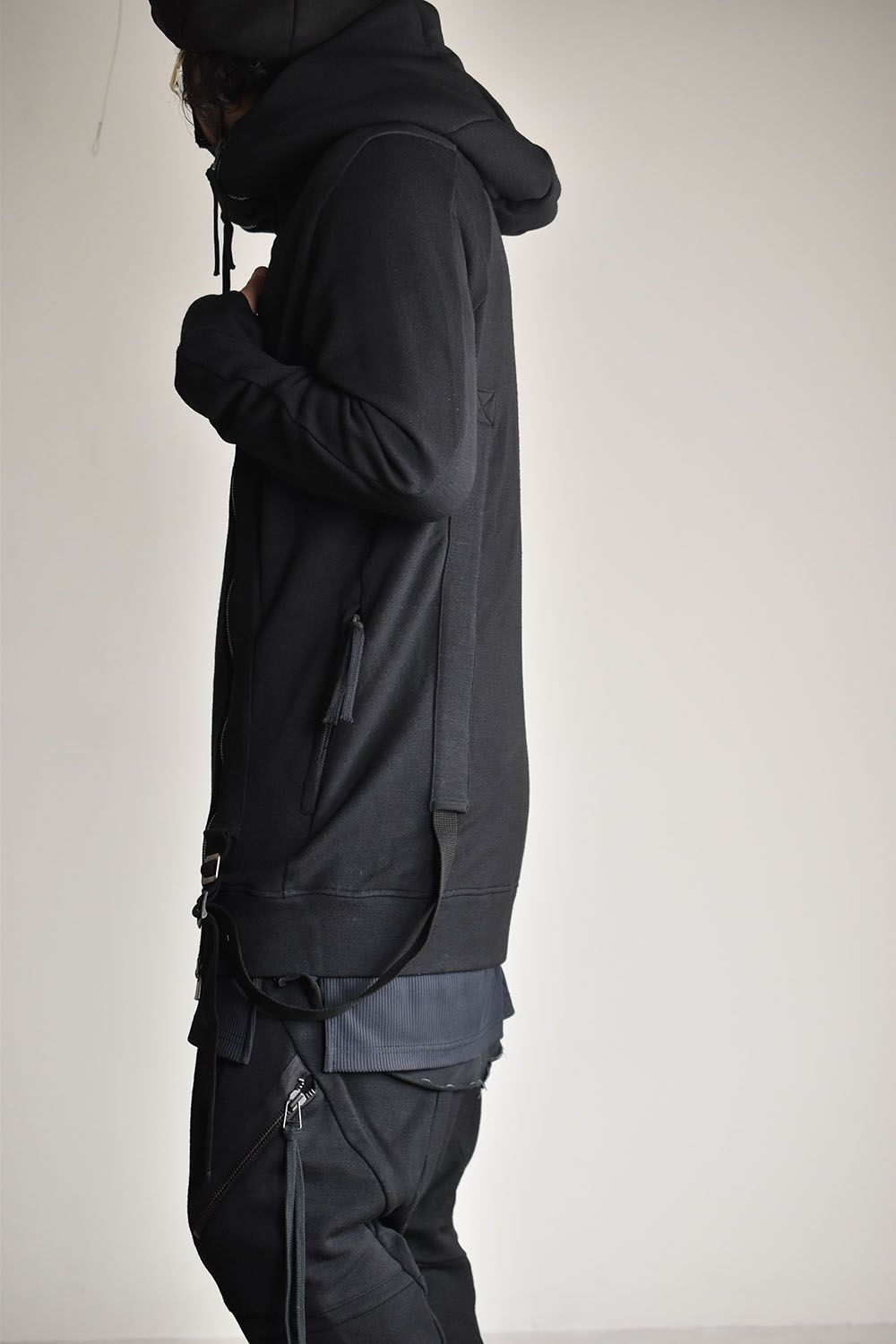 D.HYGEN - Wool Non-Ply Yarn Double Zip Suspender Hooded Jacket