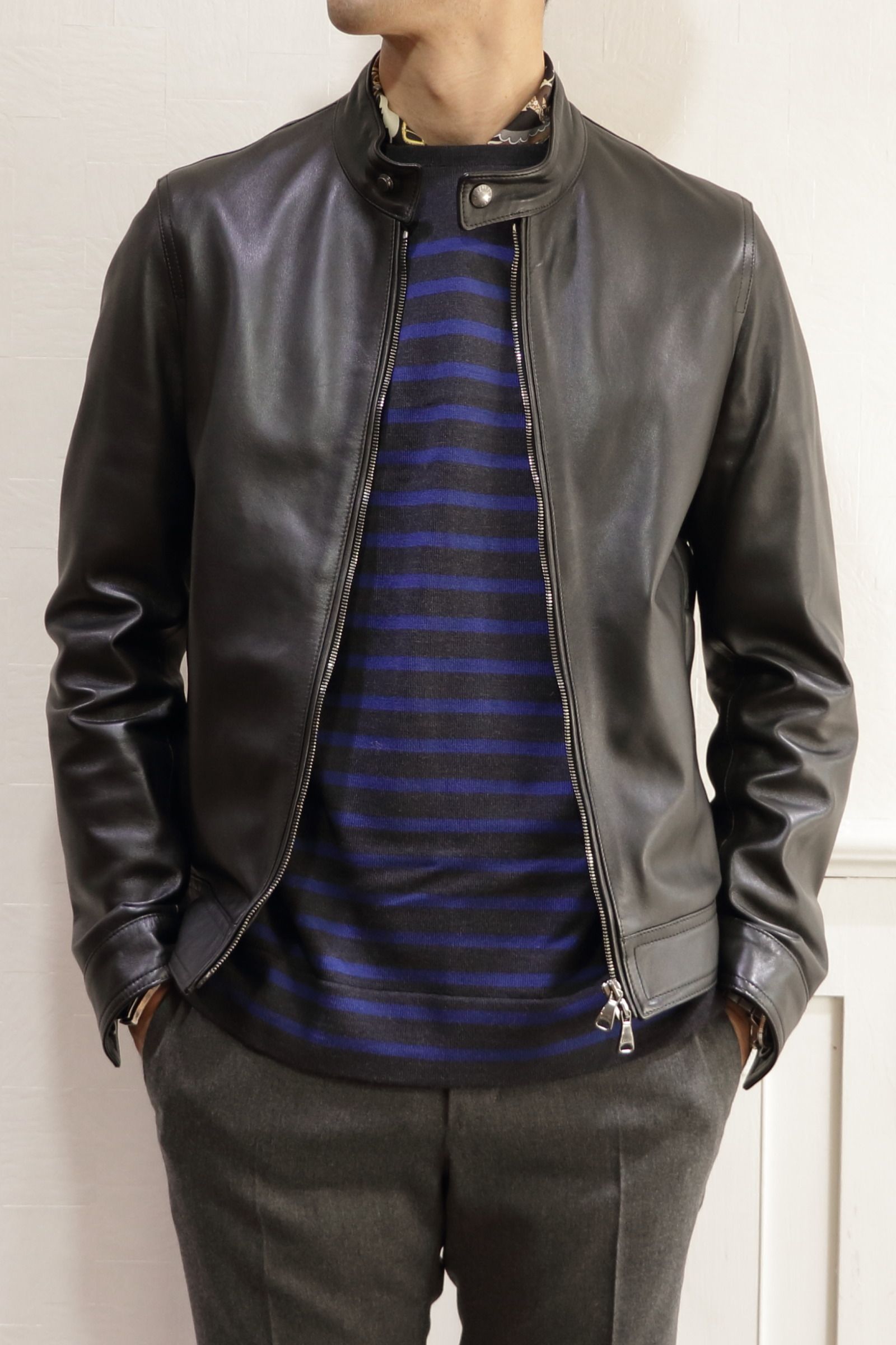 EMMETI - JURI ラムスキン ナッパレザー シングル ライダース レザー