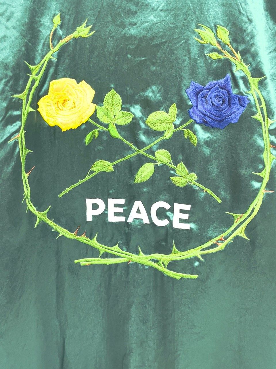 roarguns - スカジャン[23SGB-01] ROSE EMB SATIN JKTグリーン