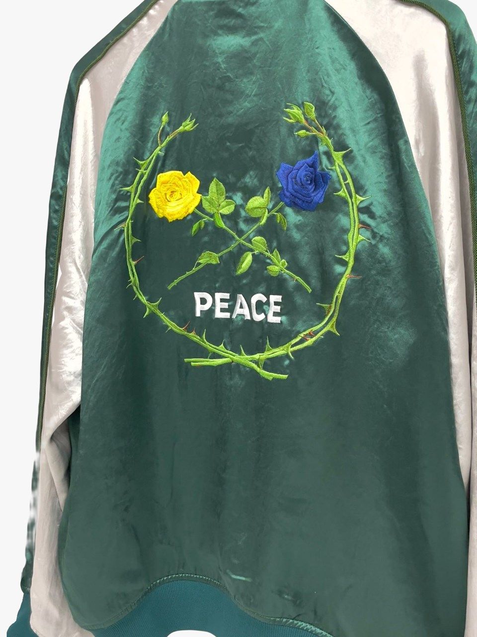 roarguns - スカジャン[23SGB-01] ROSE EMB SATIN JKTグリーン