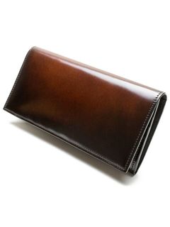 yuhaku - コードバン かぶせ長財布 / グリーン | BRYAN