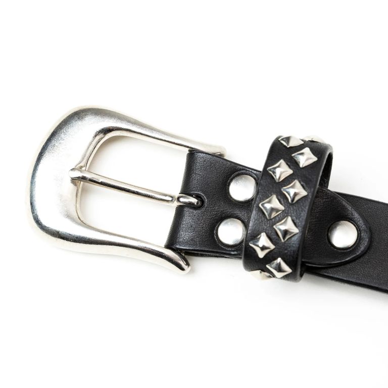 CALEE - STUDS LEATHER NARROW BELT ＜TYPE B＞ (BLACK) / スタッズ