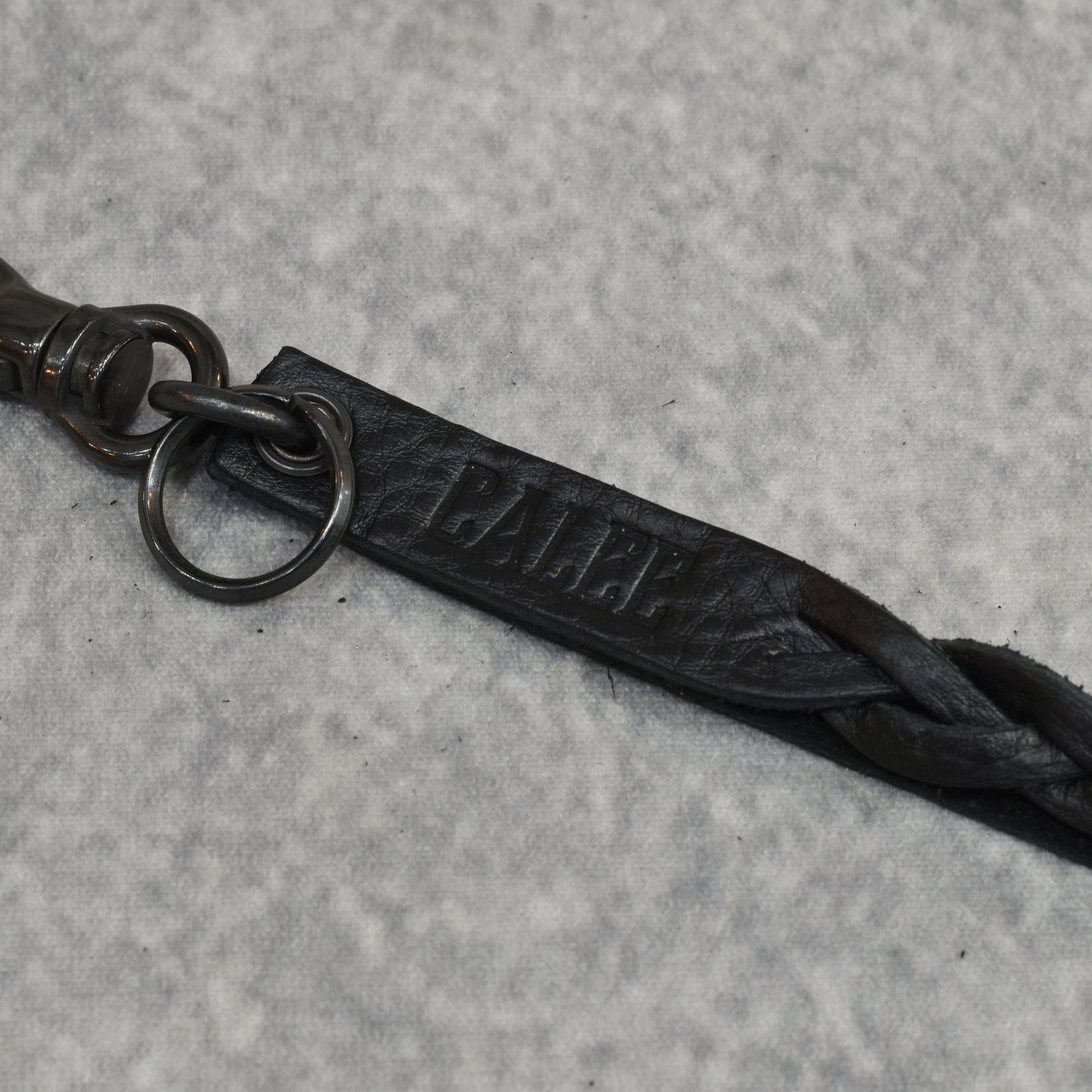 CALEE - STUDS & KNITTING LEATHER LONG KEY RING ＜TYPE B＞ (BLACK