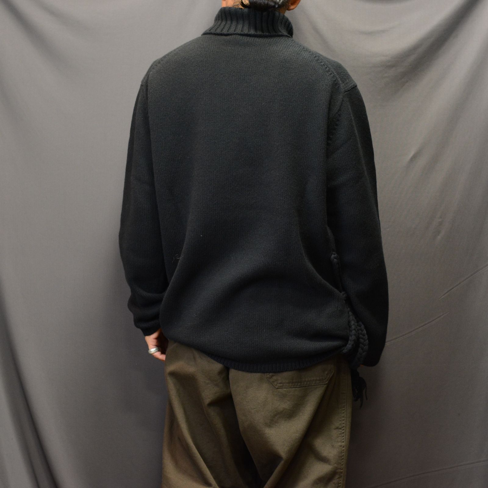 yohji yamamoto - SIDE STRING DETAIL TURTLENECK （BLACK