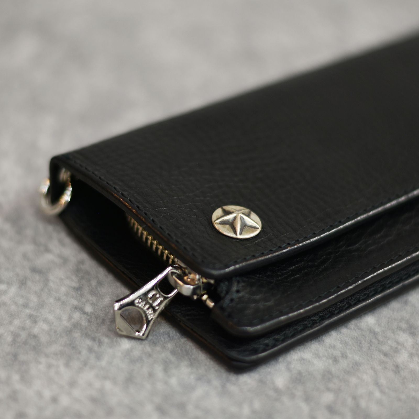 CALEE - SILVER STAR CONCHO LEATHER LONG WALLET (BLACK)｜シルバー