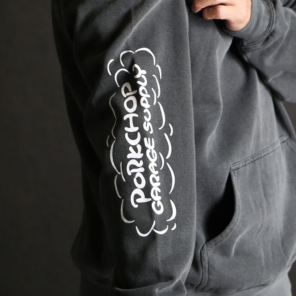 PORKCHOP - RUNNING LOGO HOODIE - ASH BLACK / プルオーバーパーカー