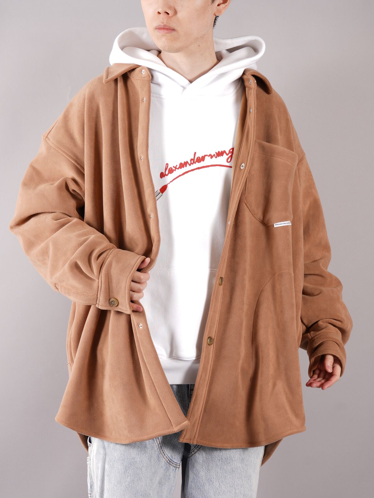 alexander wang - ラスト1点 / MID LENGTH SHIRT JACKET WITH FLAG TAG