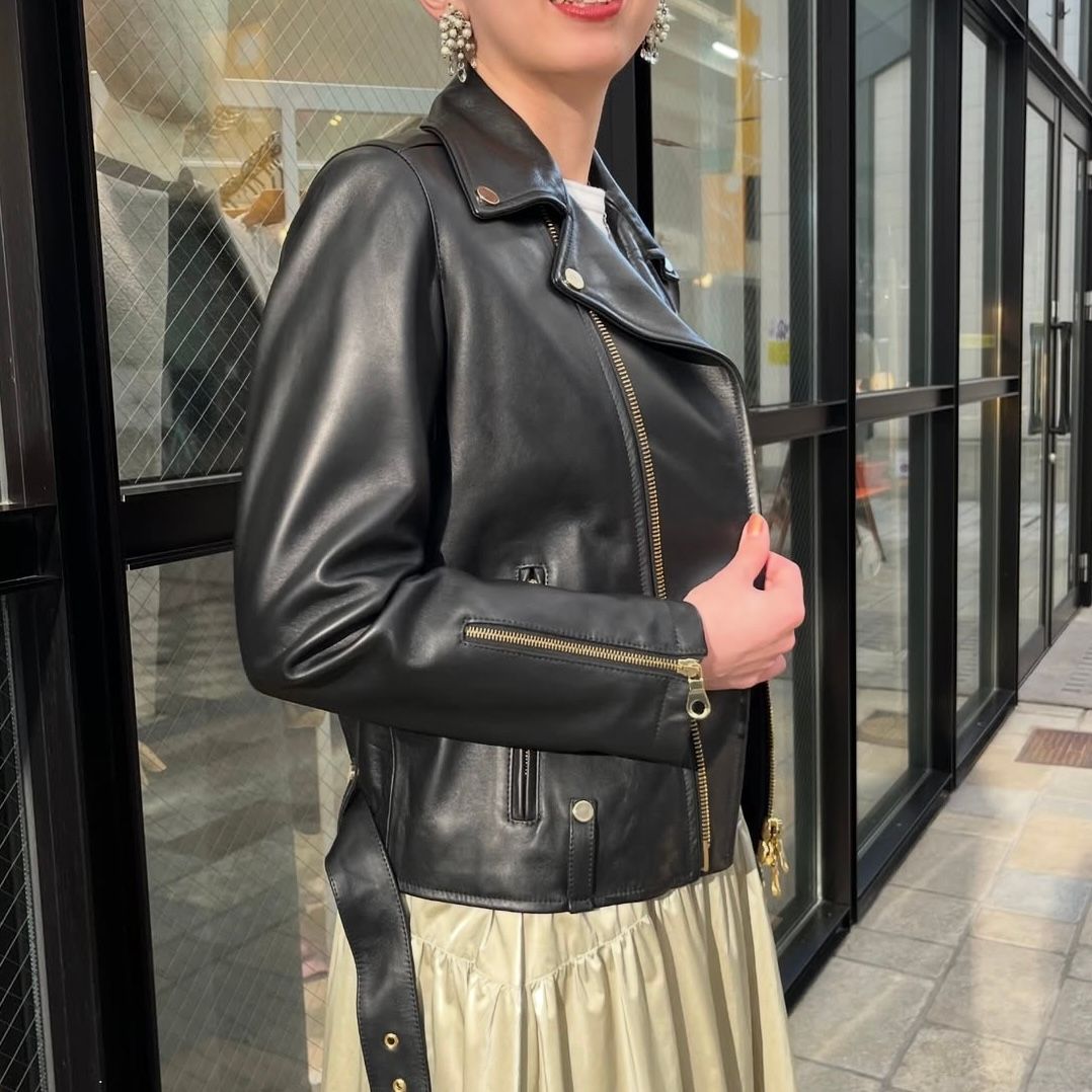 CINQUANTA - BELTED W RIDERS / ライダースジャケット / ブラック