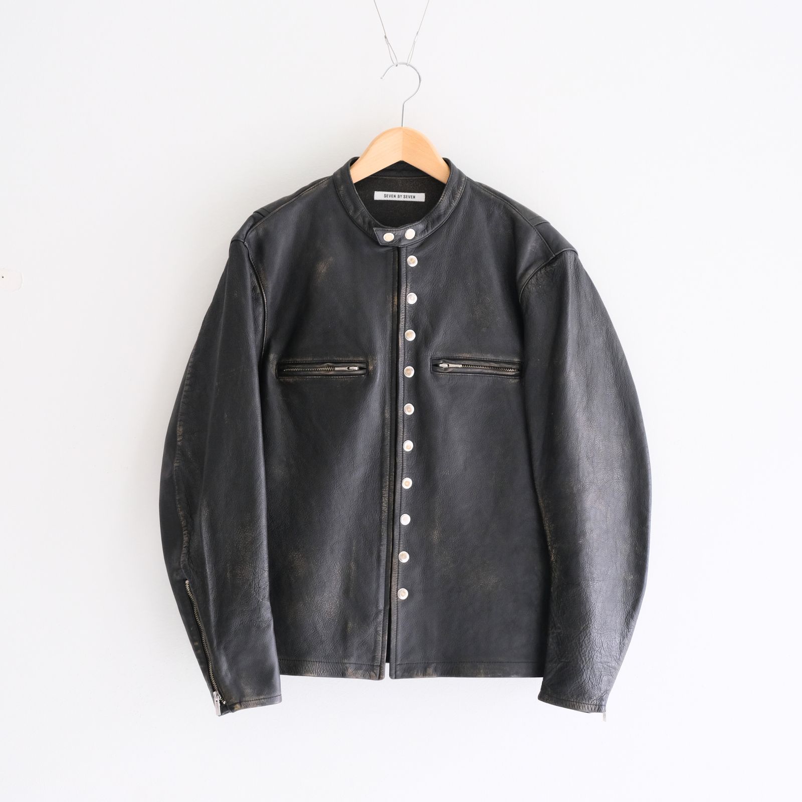 SEVEN BY SEVEN - LEATHER RIDERS JACKET ‐Cow Heavy Vintage finish