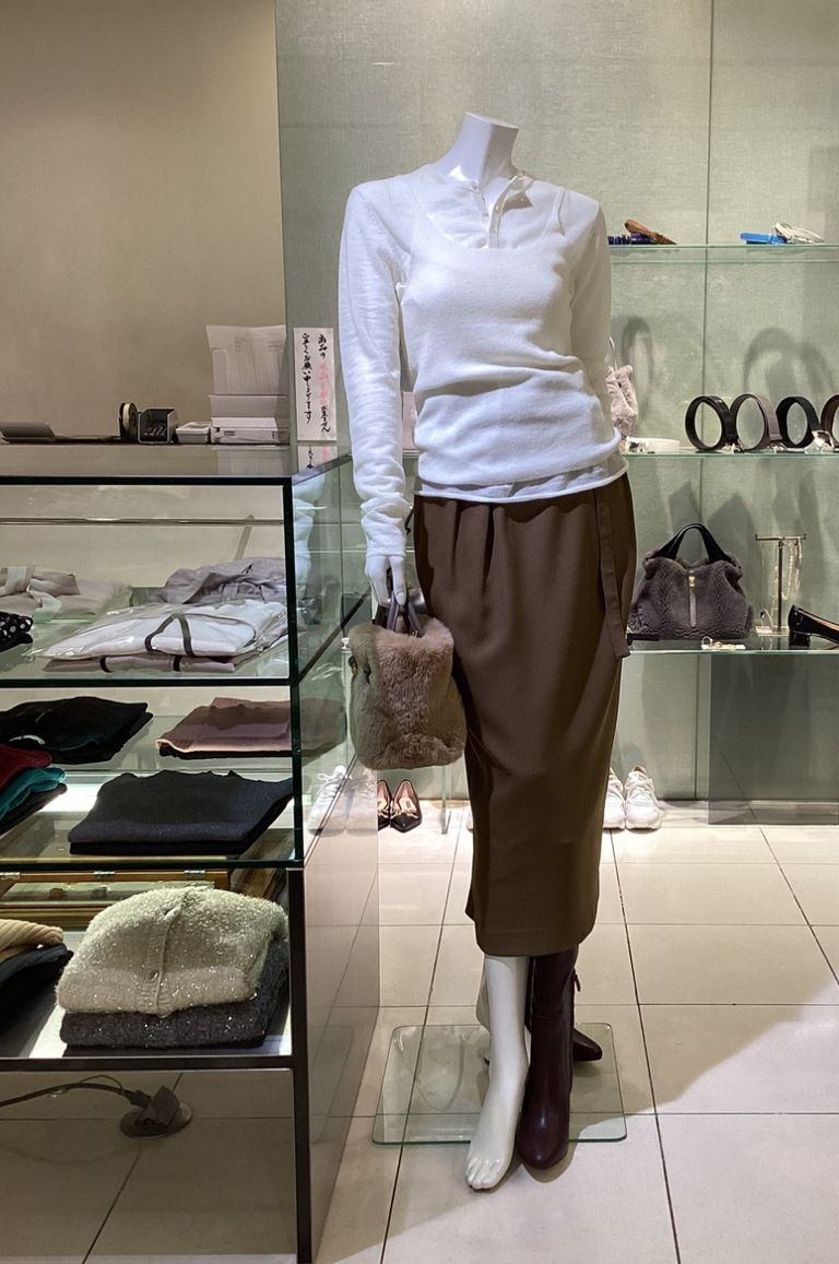 MIESROHE - レイヤードモヘアニットトップス(ホワイト)ナイロン