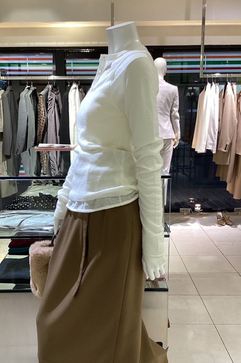 MIESROHE - レイヤードモヘアニットトップス(ホワイト)ナイロン