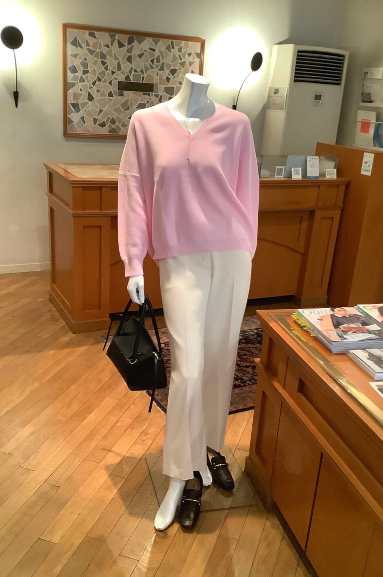 Theory - Vネックニットプルオーバー(ピンク)コットン / ゆったり