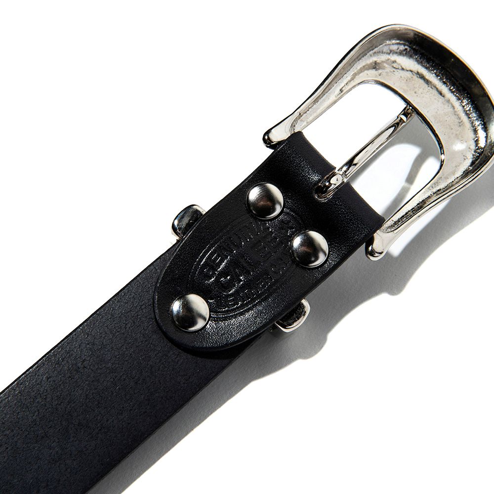CALEE - LEATHER PLANE BELT (BLACK) / レザー プレーン ベルト | LOOPHOLE