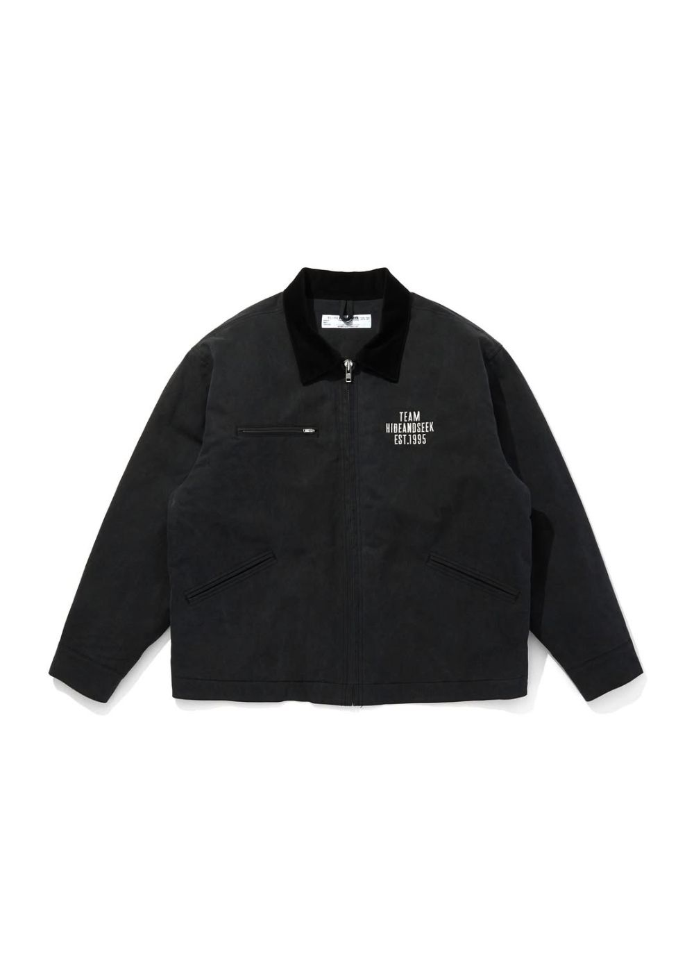 HIDE AND SEEK - Ox Work Zip Jacket (Washed) (BLACK) / コットン