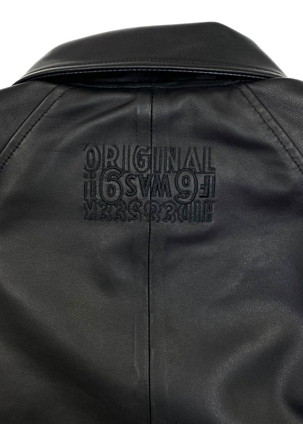 HIDE AND SEEK - Leather Varsity Jacket (BLACK/BLACK) / 西浦徹