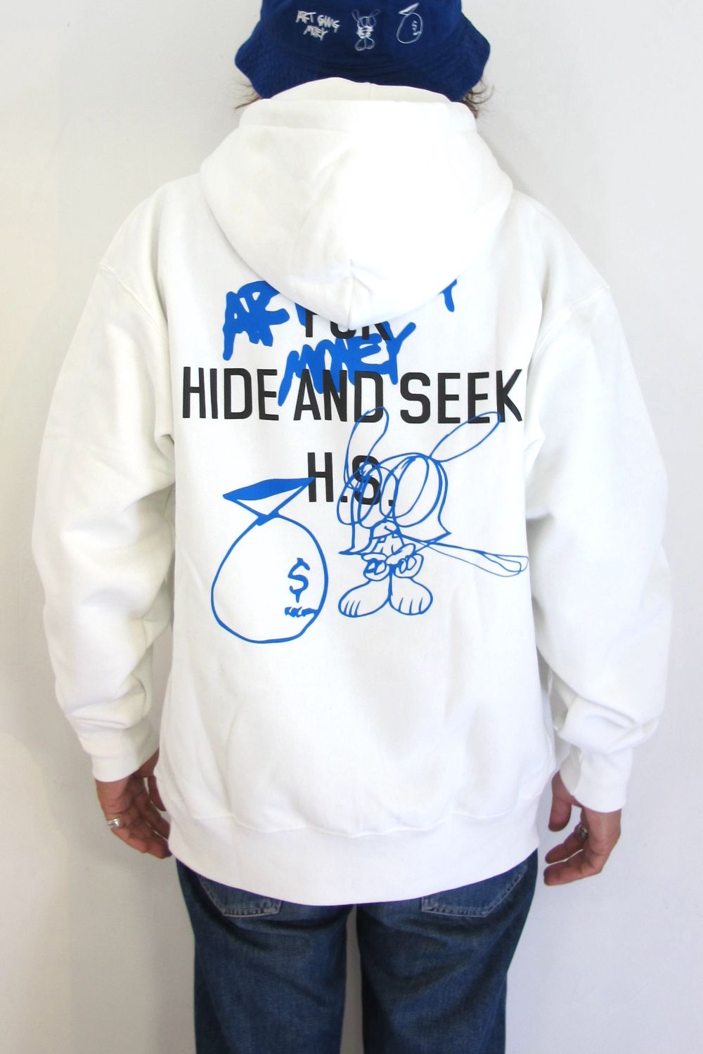 HIDE AND SEEK - ×SKOLOCT HOODED SWEATSHIRT (WHITE) / スコロクト