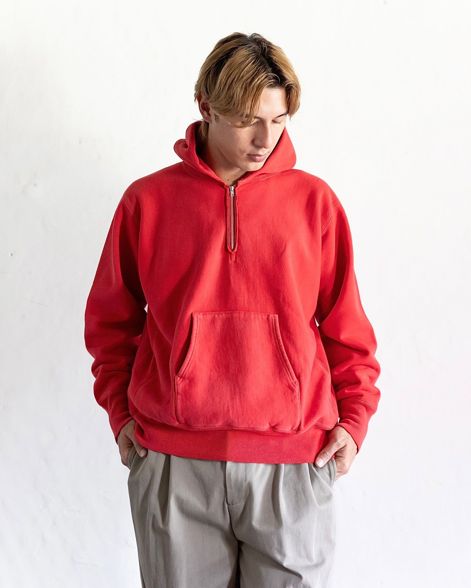 A.PRESSE Vintage Half Zip Sweat Hoodie(RED)スタイル 8月24日(土