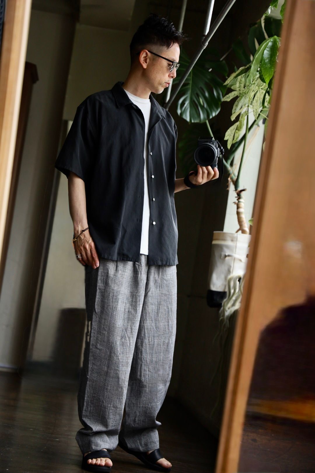 A.PRESSE - アプレッセ 25SS Silk Cotton Open Collar S/S Shirt(25SAP