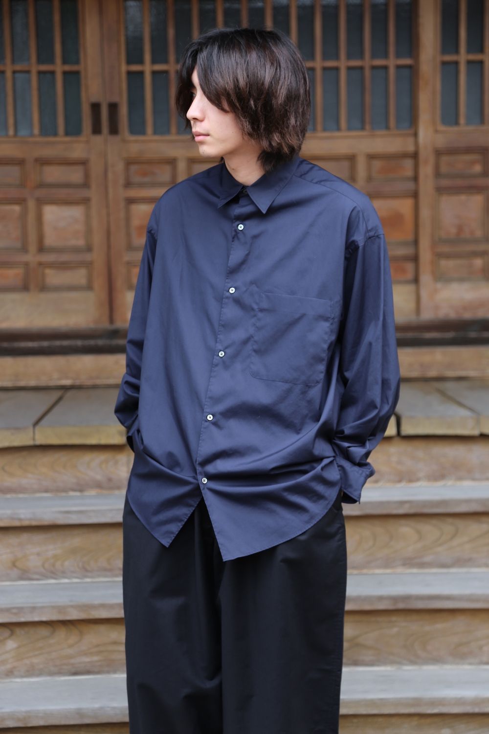 Graphpaper Broad L/S Oversized Regular Collar Shirt(GM203-50110B