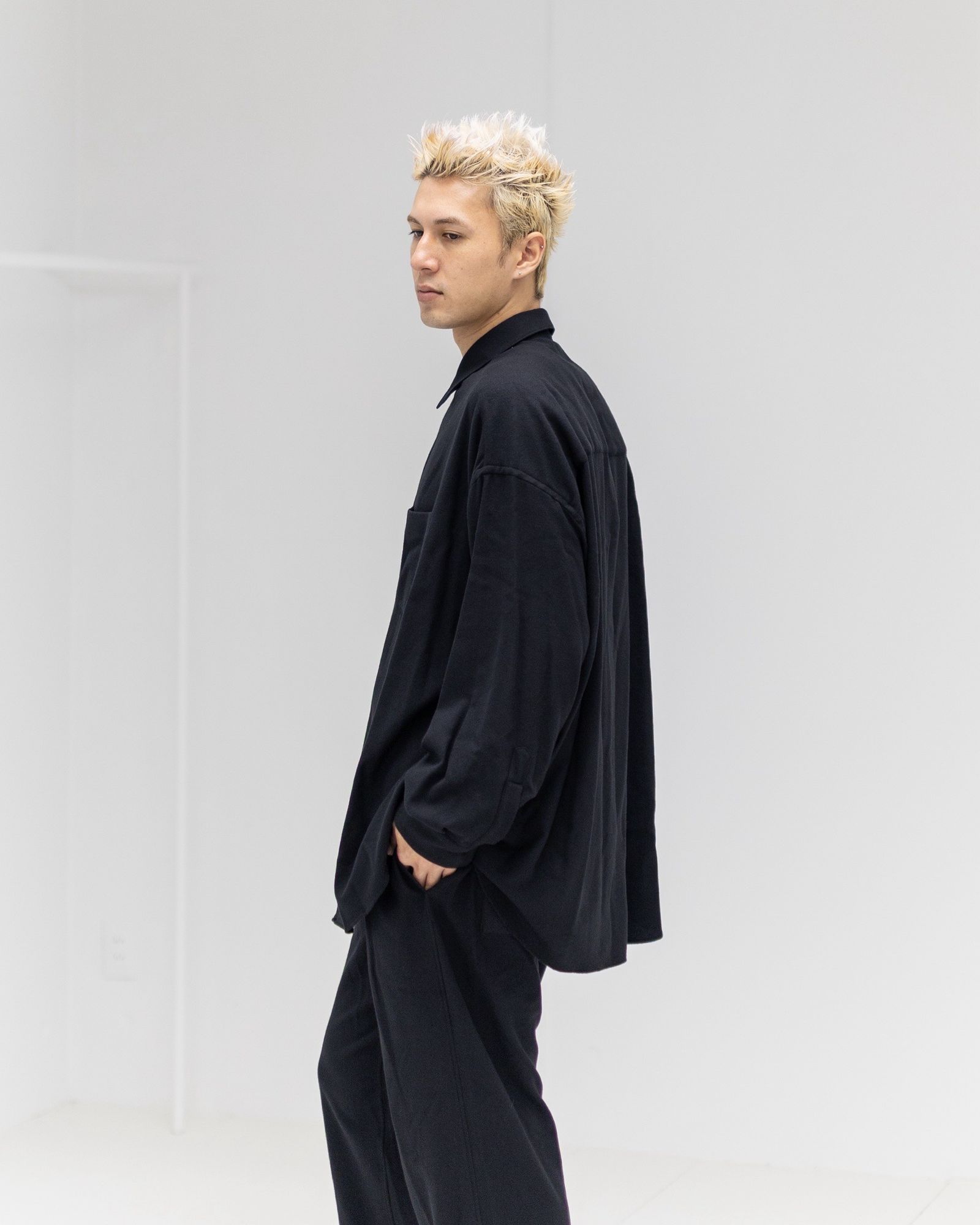 Graphpaper Extra Fine Wool Viyella Oversized Regular Collar Shirt