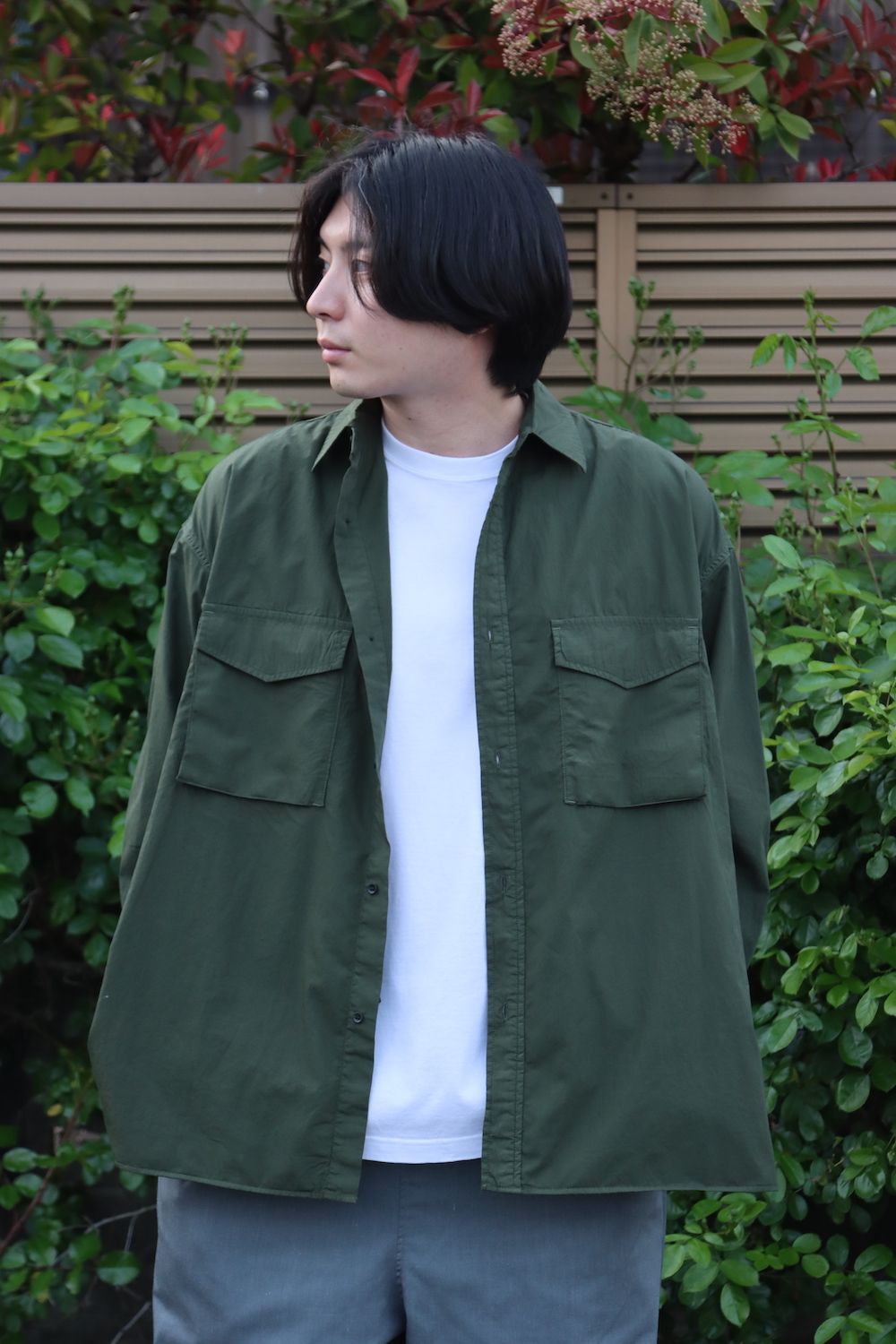 Graphpaper Garment Dyed Poplin Fatigue Shirt style.2022.4.24