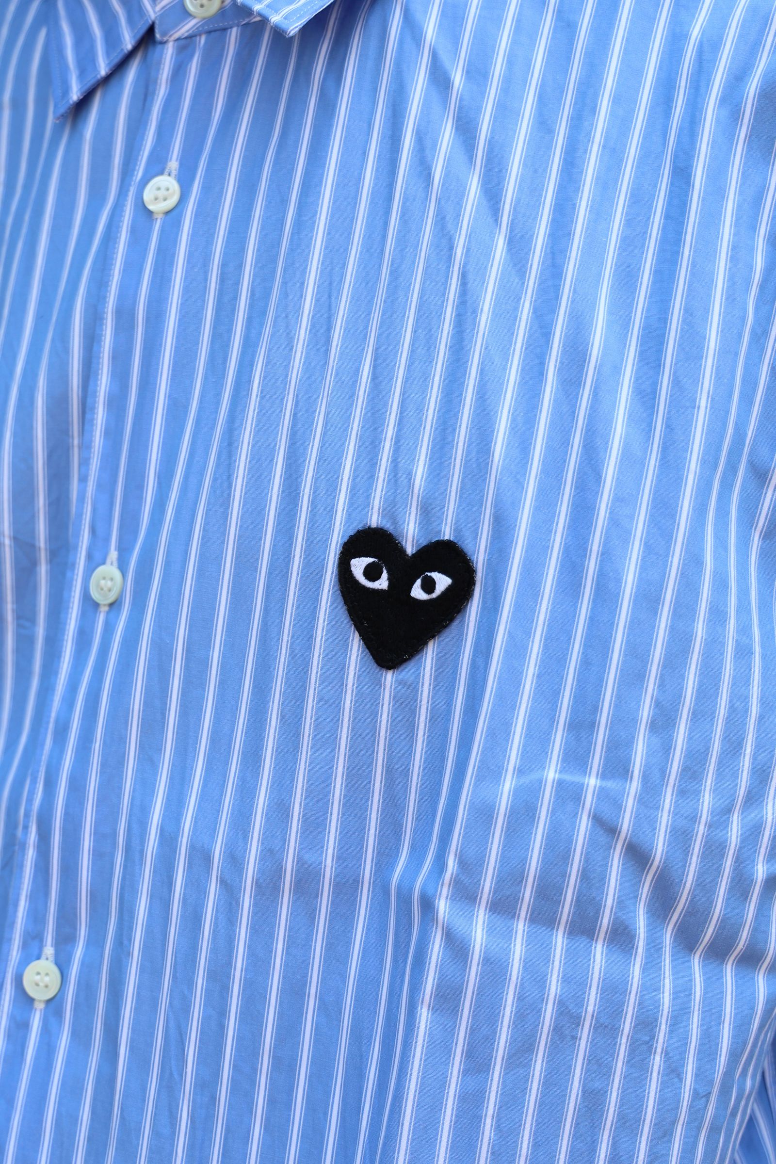 PLAY COMME des GARCONS STRIPED S/S SHIRT BLACK HEART | 6750 | MARK