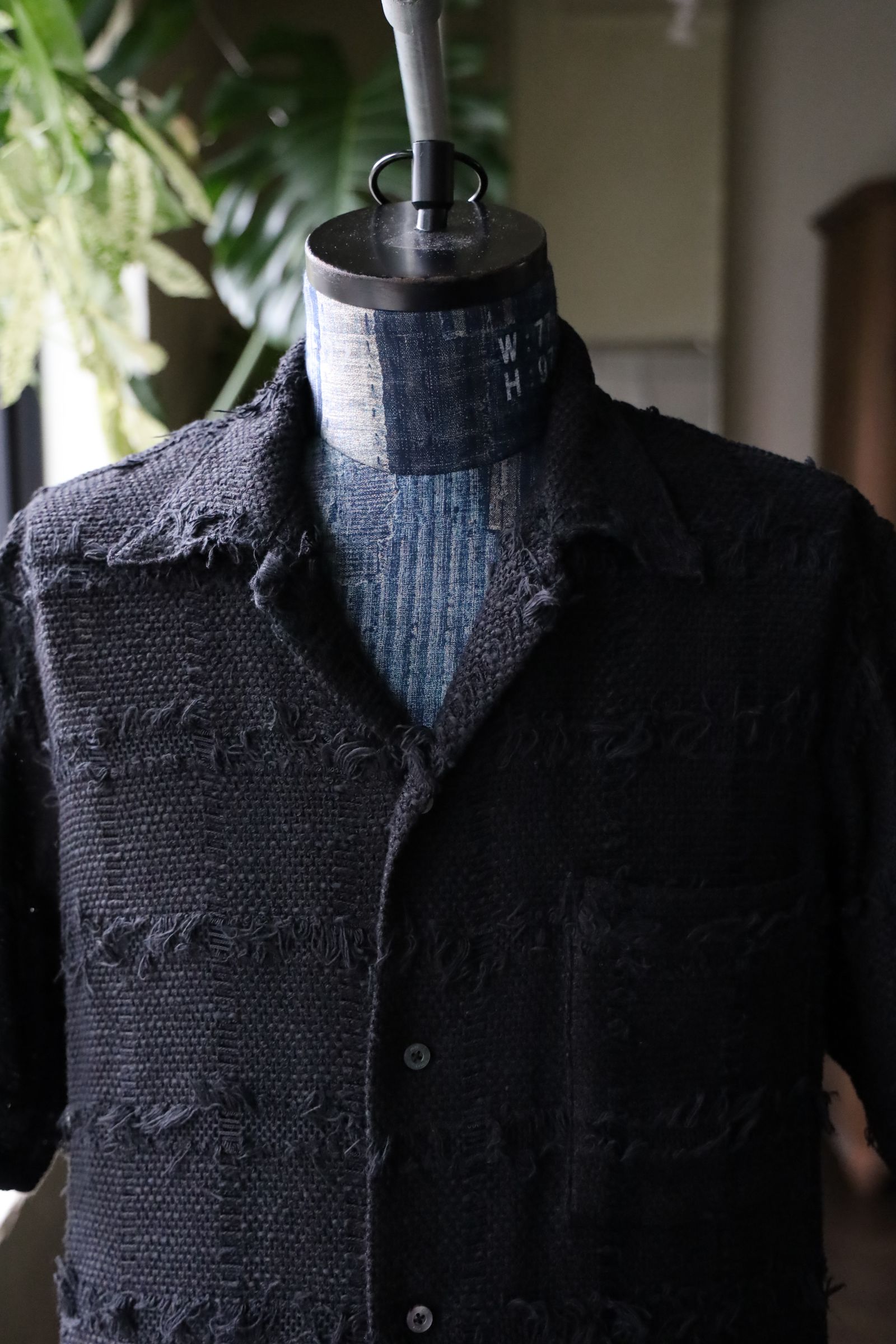 YOKE - ヨーク25SUMMER シャツ FRINGE CHECK TWEED OPEN COLLAR SHIRT