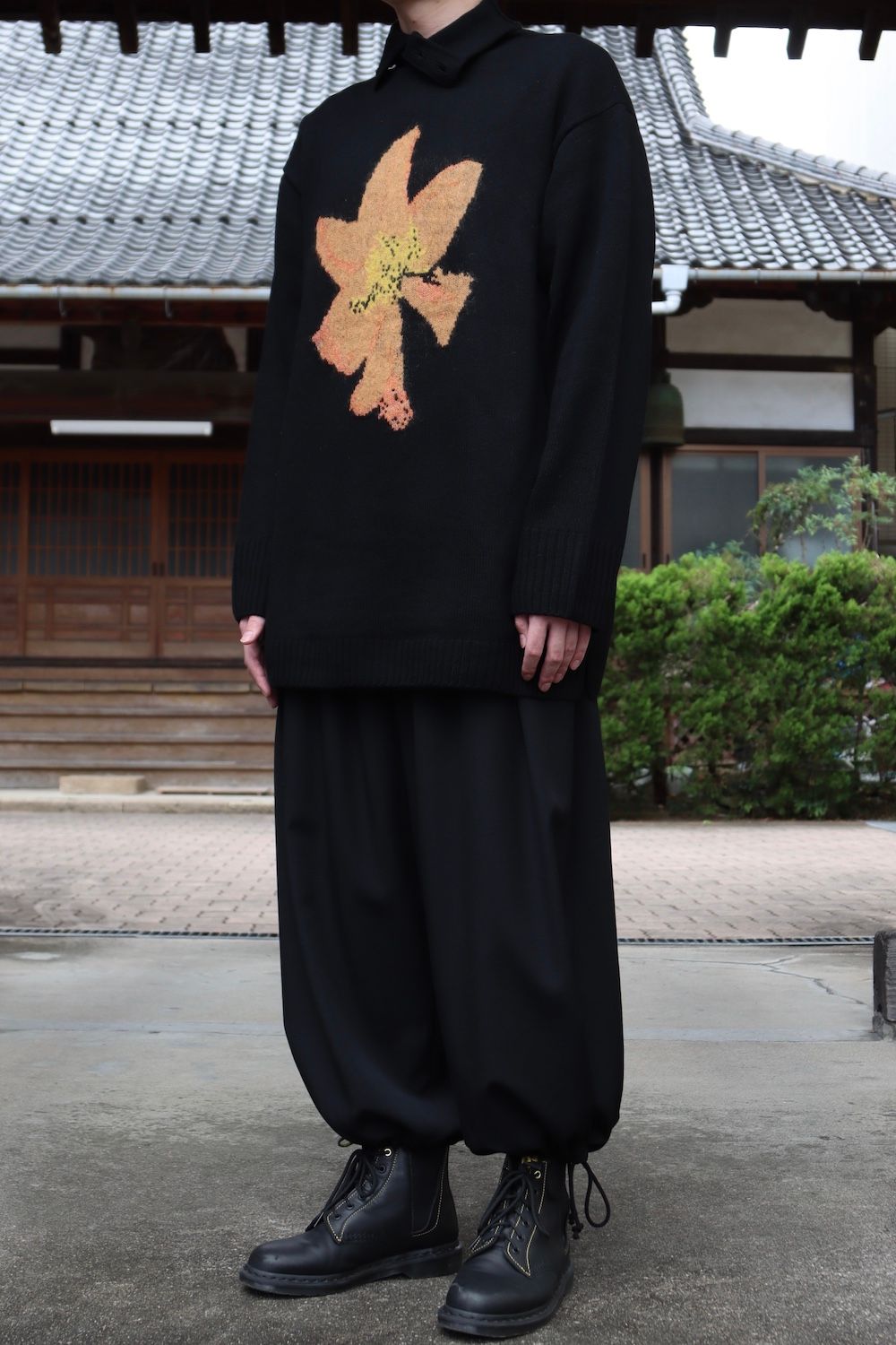 yohji yamamoto 花柄タートルボタンニット(HX-K16-181) style.2021.8