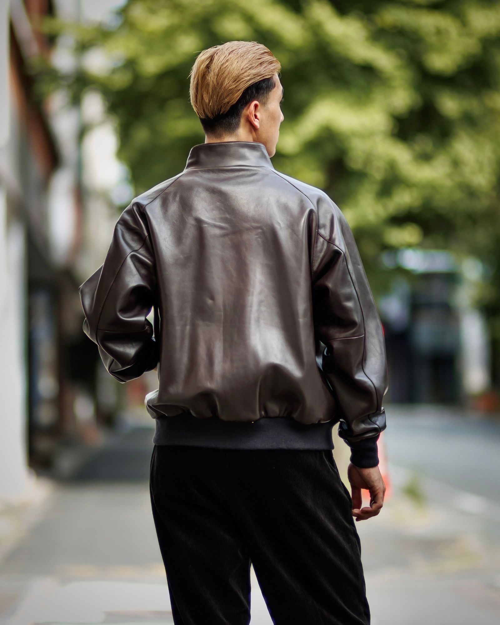 A.PRESSE - アプレッセ Leather Harrington Jacket(24AAP-01-41H)BROWN