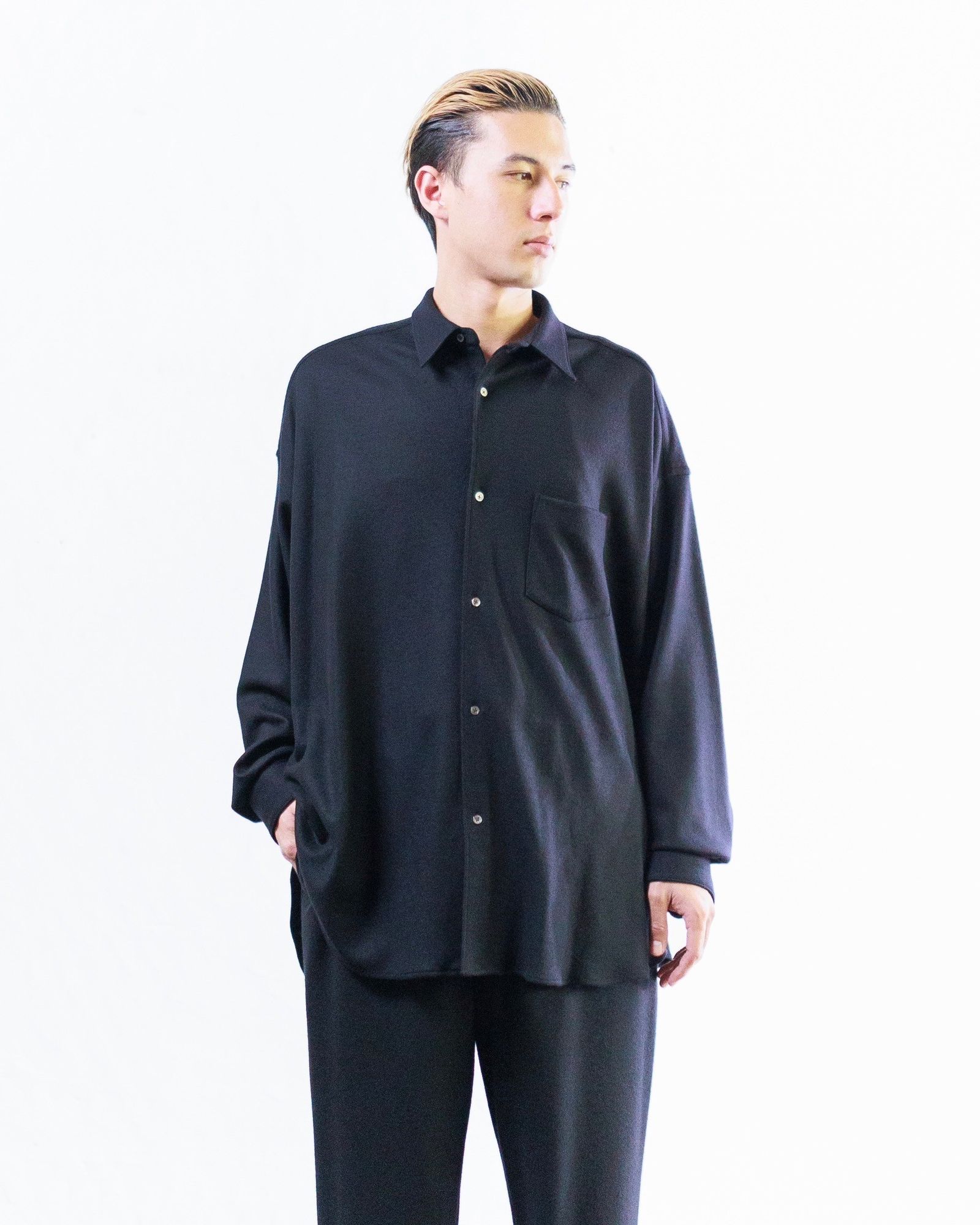 Graphpaper Wool Smooth Flannel Oversized Regular Collar Shirt